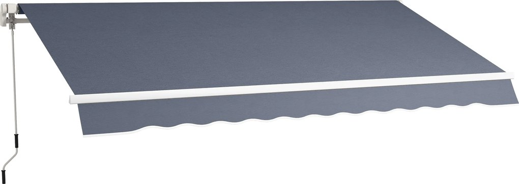 Tenda da Sole per Esterno 360x250 cm a Bracci Avvolgibile con Apertura a Manovella Grigio...