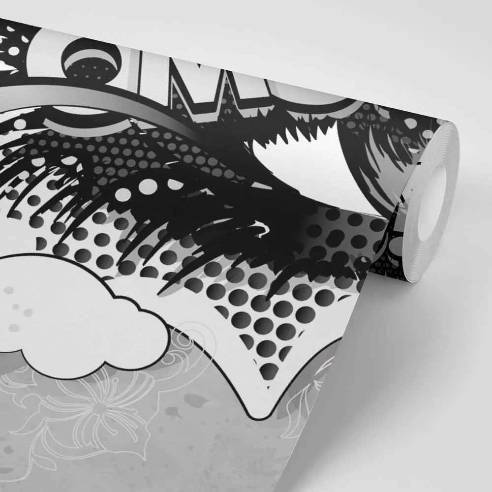 Carta da parati – Occhio graffiti grigio