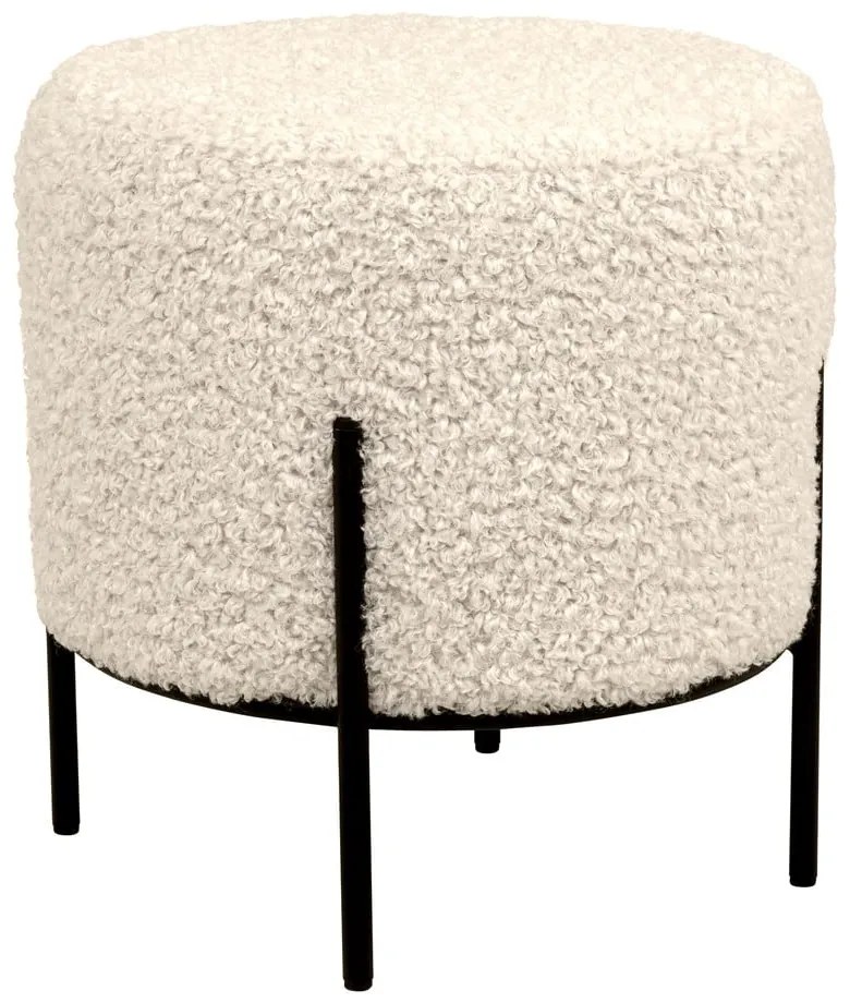 Poggiapiedi color crema con rivestimento in bouclé Alford – House Nordic