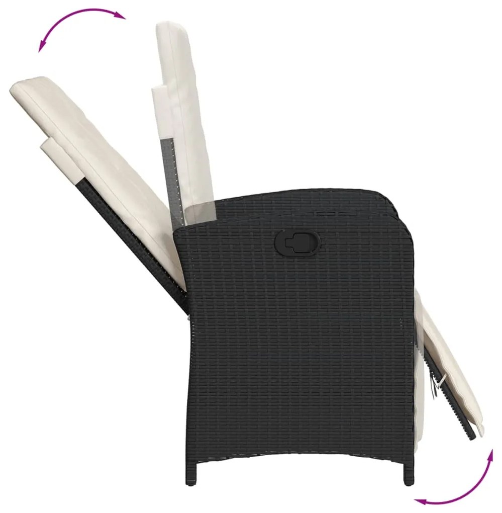 Set da pranzo da giardino 9 pz con cuscini nero in polyrattan