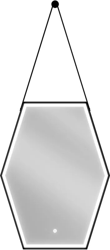 Mexen Orla specchio da bagno retroilluminato 60 x 80 cm, LED 6000K, antiappannamento, cornice nera - 9815-060-080-611-70