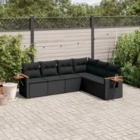 Set Divano da Giardino 6 pz con Cuscini Nero in Polyrattancod mxl 88901