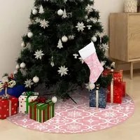 Gonna Albero Natale Raffinata con Calza Rosa Tessuto 90 cm 330284