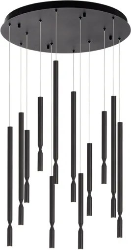 Lampada a sospensione LED a 12 Luci in metallo verniciato Nero 60 cm TUBIC