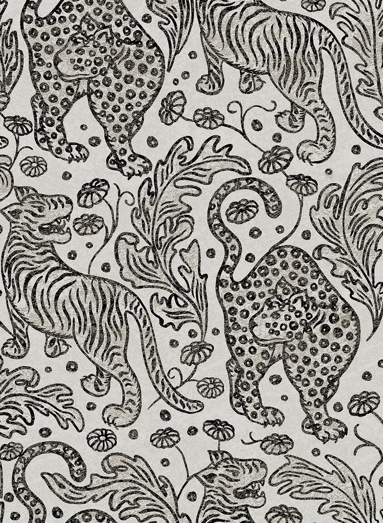 Rebel Walls Tapete Year Of The Tiger - Graphite