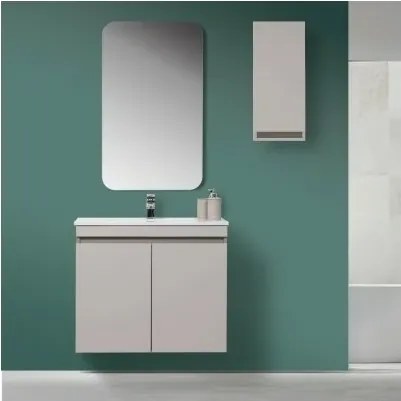 Mobile Bagno Sospeso 2 Ante Tortora L.80cm con Specchio