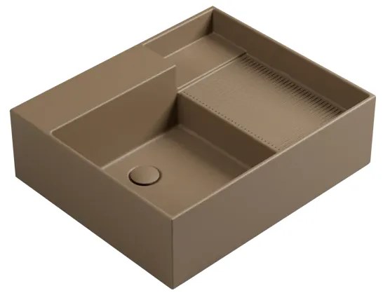 Lavabo da appoggio Nobu COLAVENE rettangolare piletta non inclusa in ceramica L 60 x H 21 x P 50 cm marrone opaco piletta non inclusa
