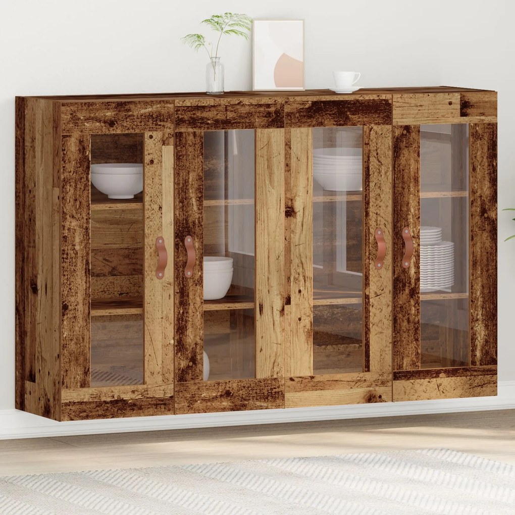 Armadi a muro 2 pezzi legno antico 69.5x34x90 cm legno ingegnerizzato
