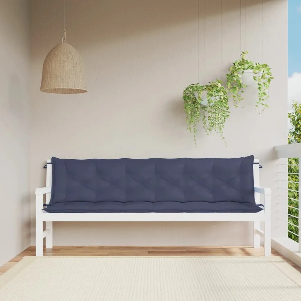 Cuscini Per Panca 2 Pz Blu Marino 200x50x7 Cm İn Tessuto Oxford /