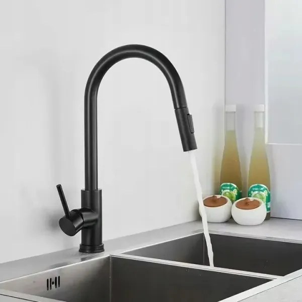 REA-B9147 - Miscelatore per lavello con doccetta estraibile FRESH 39,5 cm, nero opaco