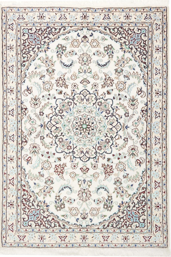 Nain Tappeto 100x140 Beige (Iran) Annodato A Mano