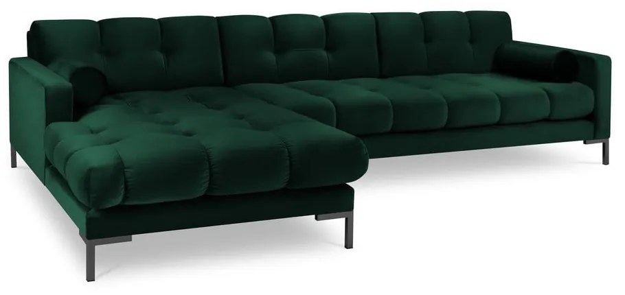 Divano angolare in velluto verde scuro, angolo sinistro Bali - Cosmopolitan Design