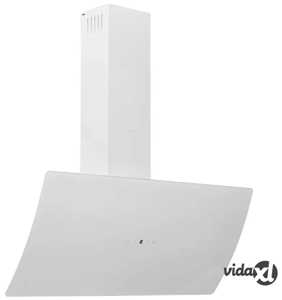 vidaXL Cappa a Parete 90 cm in Acciaio e Vetro Temperato Bianco