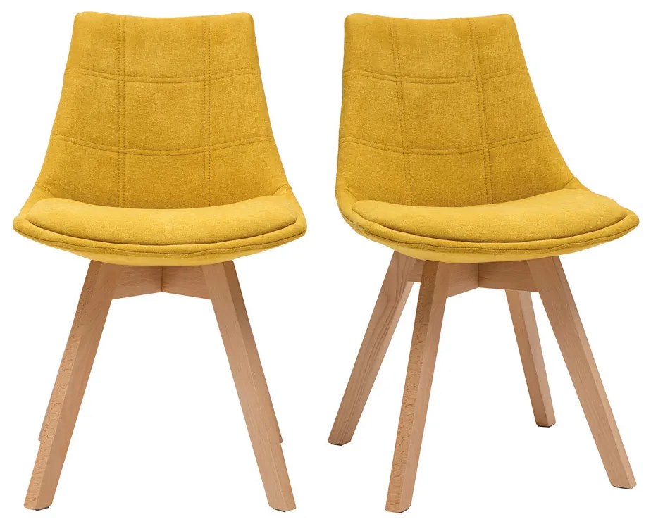 Set di 2 sedie scandinave in tessuto giallo MATILDE