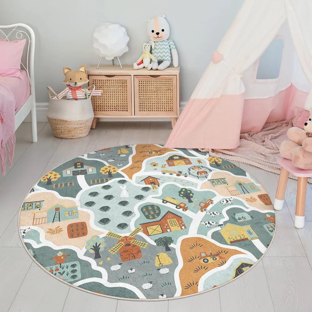 Tappeto da gioco per bambini lavabile ø150 cm Farmer's Life – Mila Home