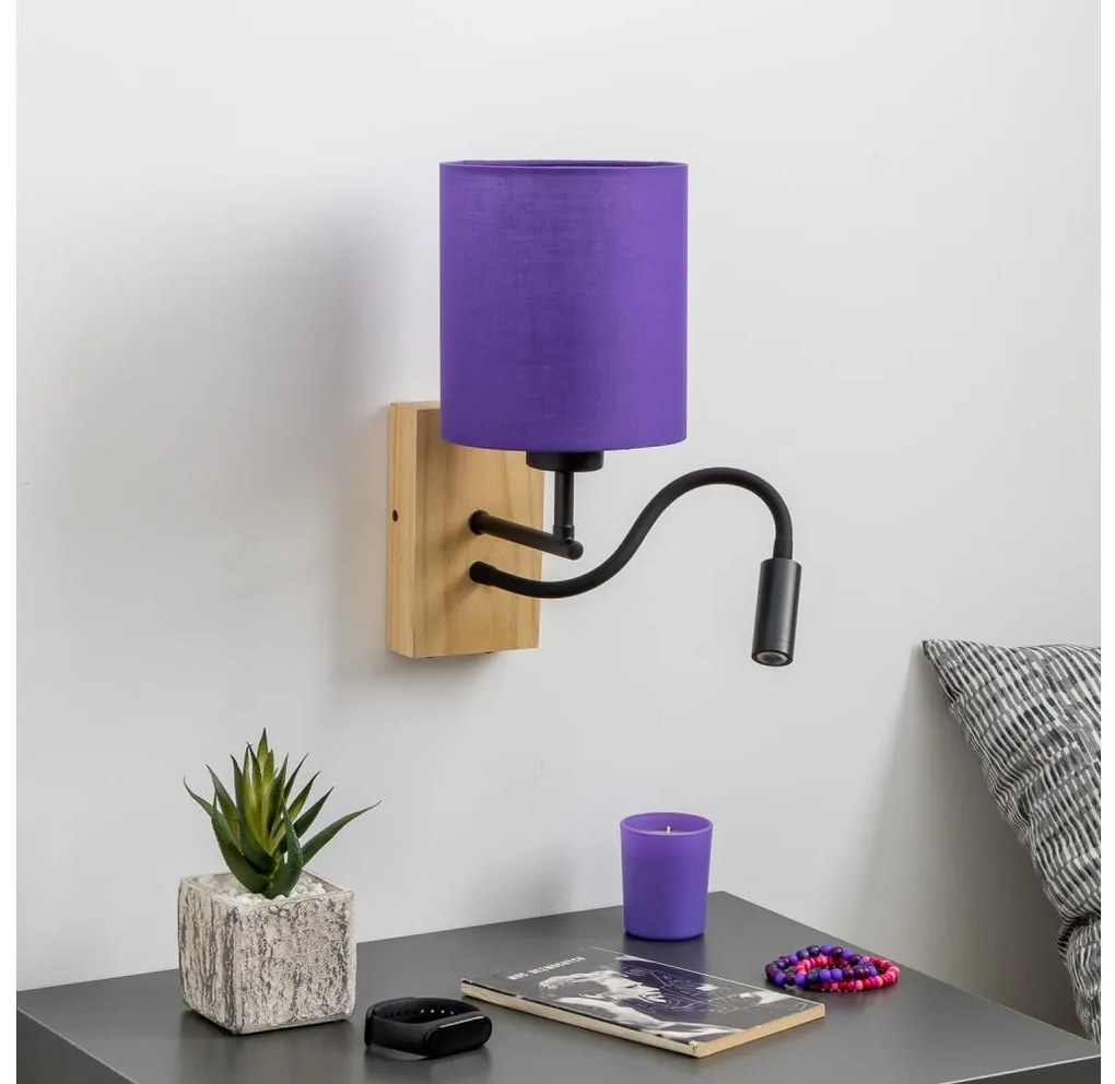 Brilagi - Applique a LED NUBILA WOOD 1xE27/25W/230V + LED/3W quercia/viola