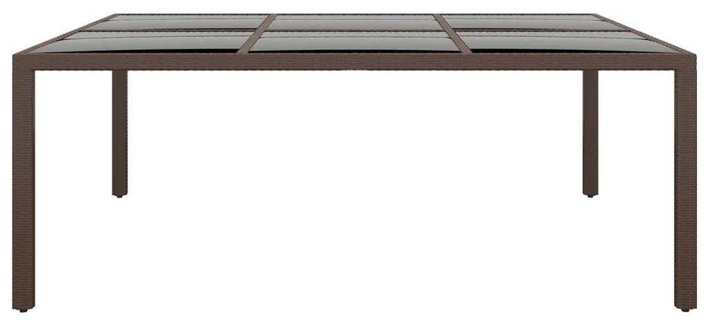 Tavolo da Giardino con Piano Vetro Marrone 200x150x75 cm Rattan