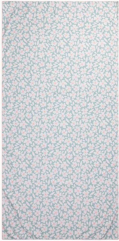 Telo mare per bambini in microfibra con custodia Green Flowers