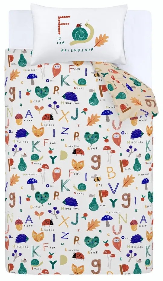 Biancheria da letto per bambini per letto singolo 140x200 cm Woodland Alphabet - RHS