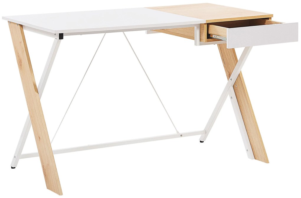 Set di mobili da ufficio legno chiaro e bianco FOSTER/HAMDEN Beliani