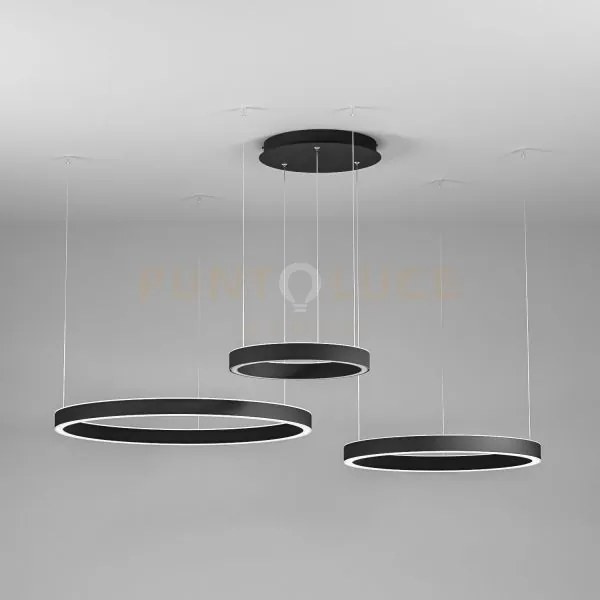 Criseide s/3d - lampadario a sospensione 3 luci nero a led dimmerab...