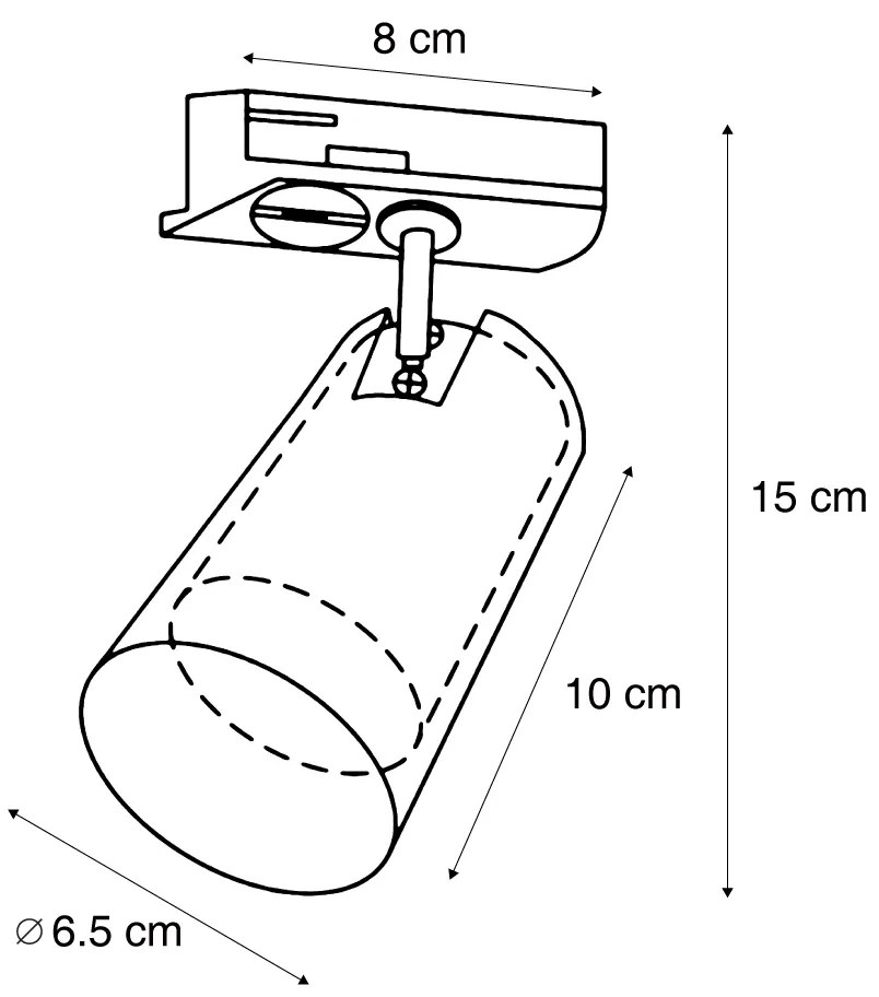 Faretto moderno color canna di fucile con vetro trasparente per sistema a binario monofase - Iconic Lloyd