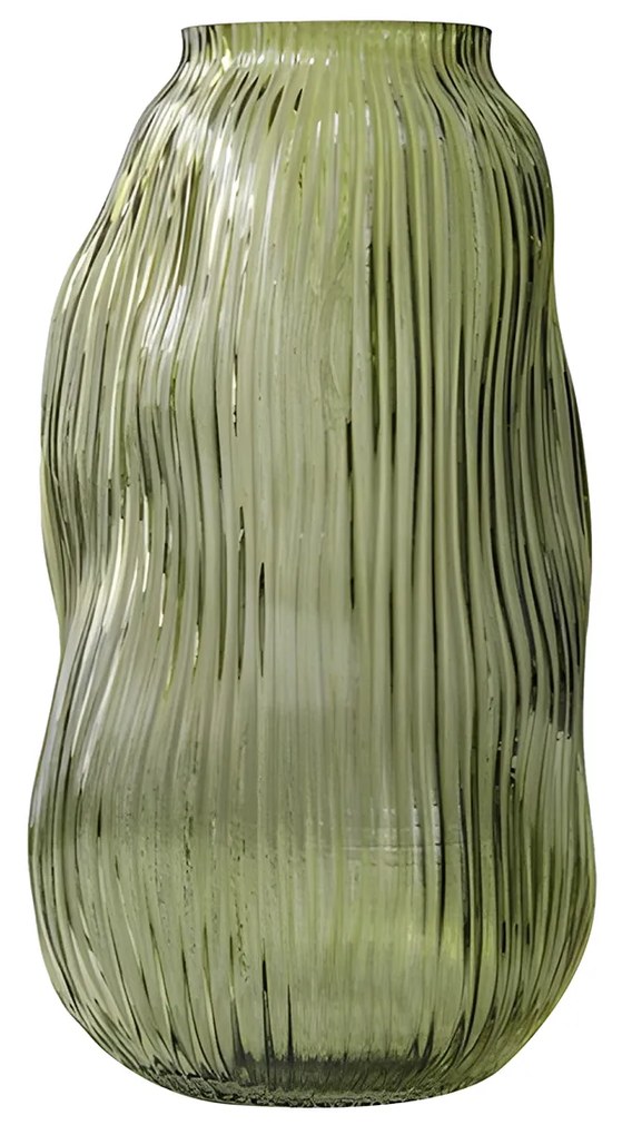 Vaso arredo vetro 30 cm verde bombato