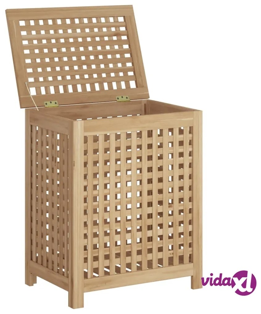 vidaXL Cesto del Bucato 50x35x60 cm in Legno Massello di Teak