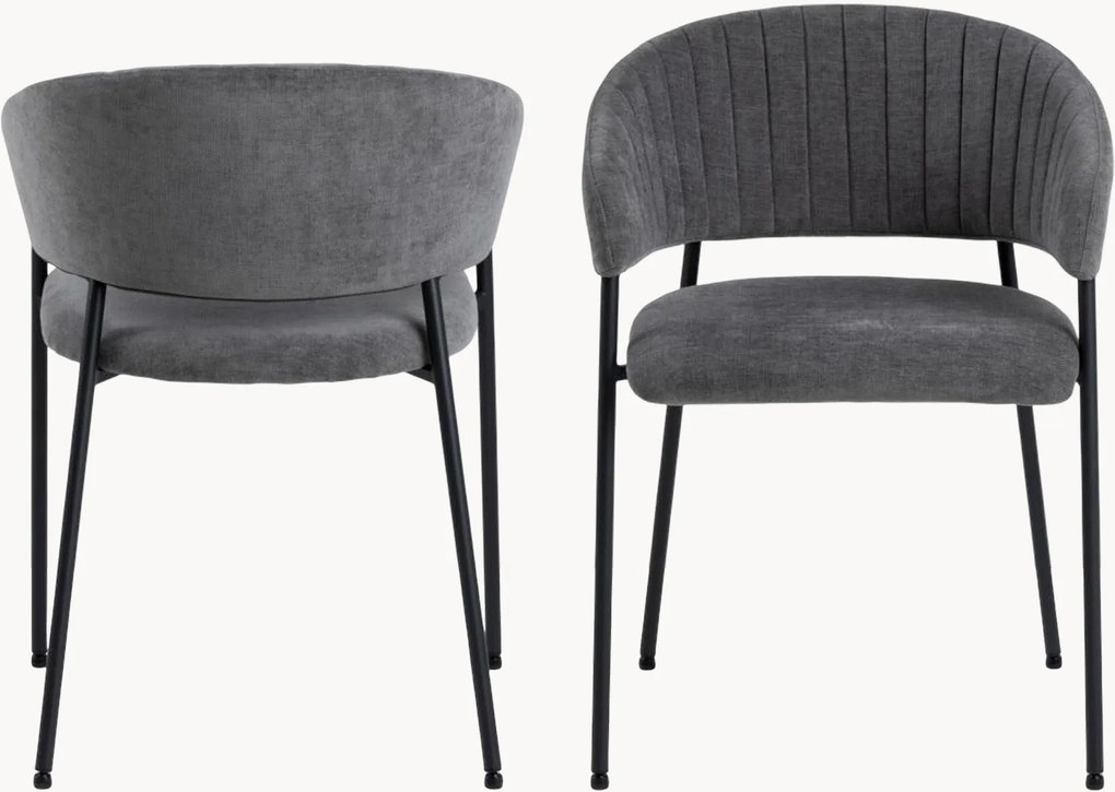 Set di 2 sedie da pranzo imbottite con braccioli Ann