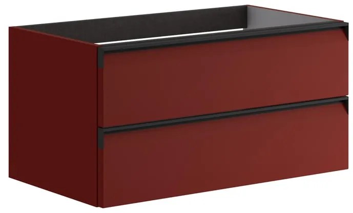Mobile da bagno sospeso sotto lavabo L 79.5 x H 40 x P 45.5 cm bordeaux laccato opaco, 2 cassetti VISOBATH Fusion