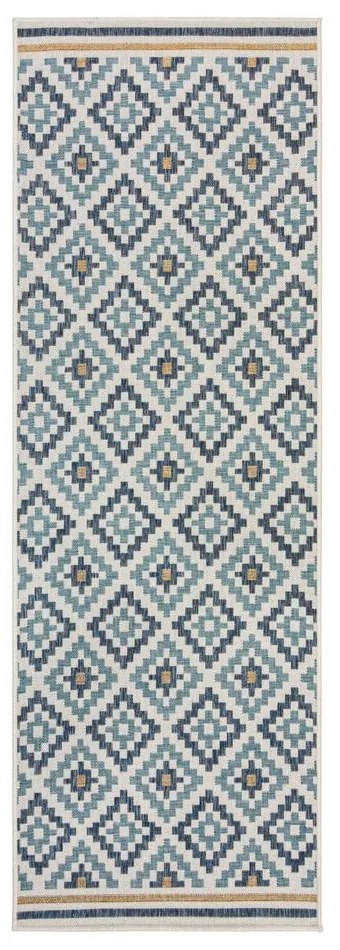 Tappeto da interno e esterno giallo e blu 80x230 cm Zia Trellis – Flair Rugs