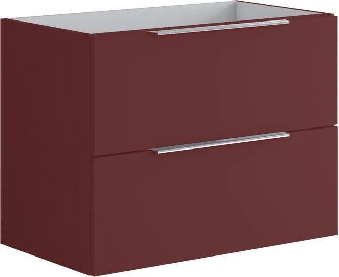 Mobile da bagno sospeso sotto lavabo L 79.5 x H 60 x P 45.5 cm rosso opaco, 2 cassetti Brera