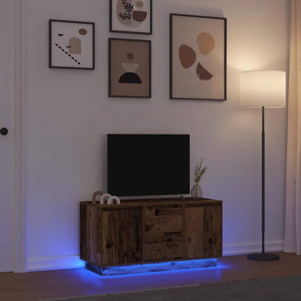 Mobile Porta Tv Con Luci Led Legno Antico 100x41x50 Cm /