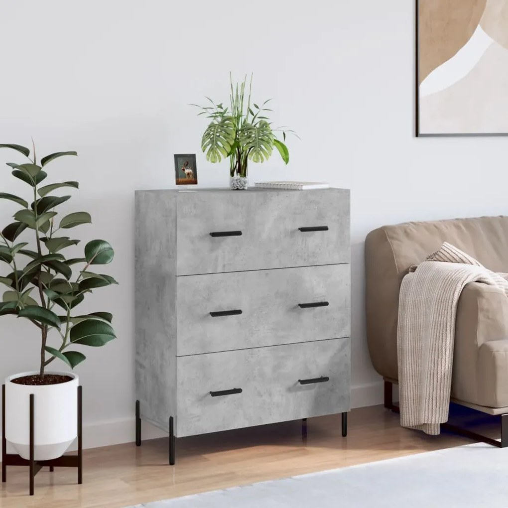 Credenza Grigio Cemento 69,5x34x90 Cm İn Legno Multistrato /