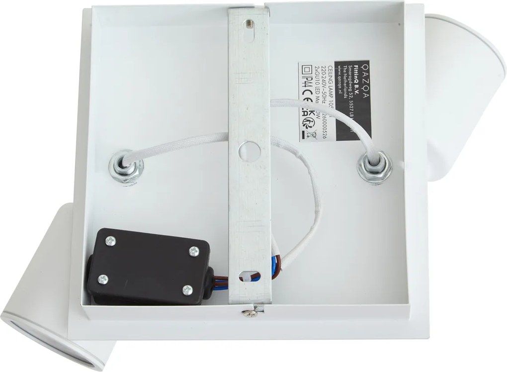 Faretto da bagno moderno bianco quadrato 2 luci IP44 - Ducha