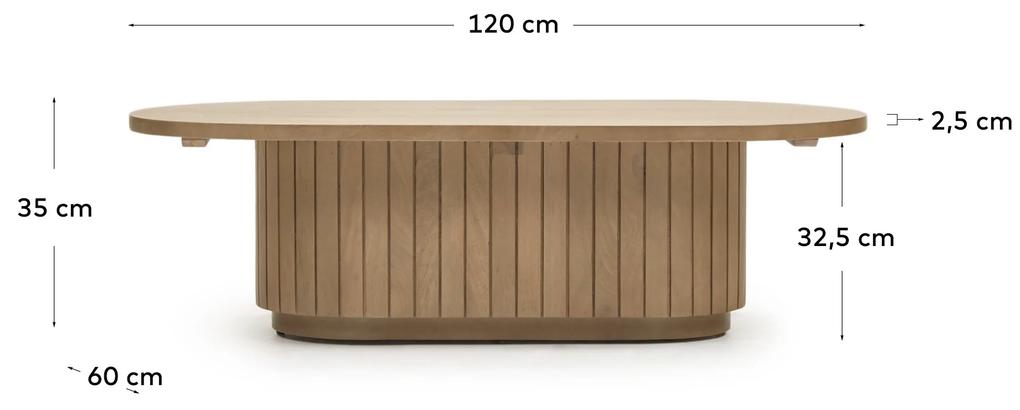 Kave Home - Tavolino Licia in legno massello di mango 120 x 60 cm