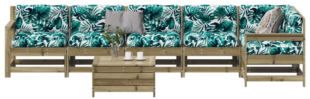Set divani da giardino 7pz con cuscini legno impregnato di pino