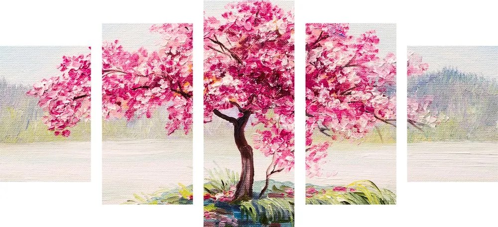 Quadri 5 pezzi – Ciliegio orientale in rosa