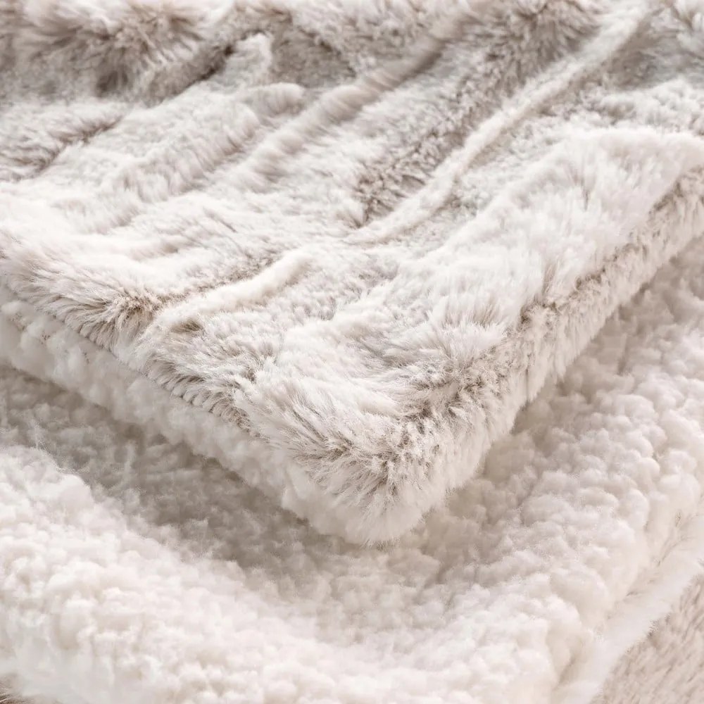 Coperta beige in micropile 180x220 cm Lynx – douceur d'intérieur