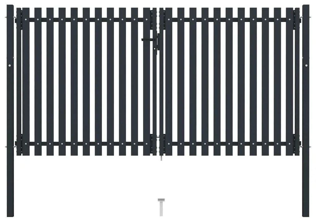 Cancello Per Recinzione Doppio İn Acciaio 306x220 Cm Antracite /