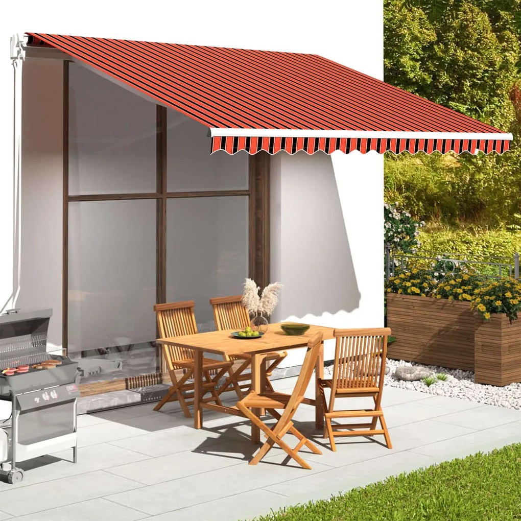 Tessuto Di Ricambio Tenda Da Sole Arancione E Marrone 4x3,5 M /