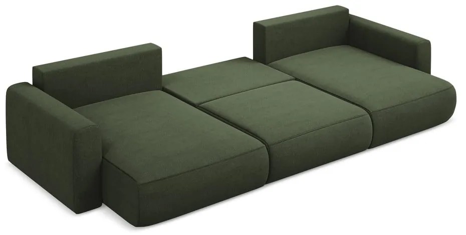 Divano angolare color kaki allungabile/con contenitore (a U) Kapua – Makamii