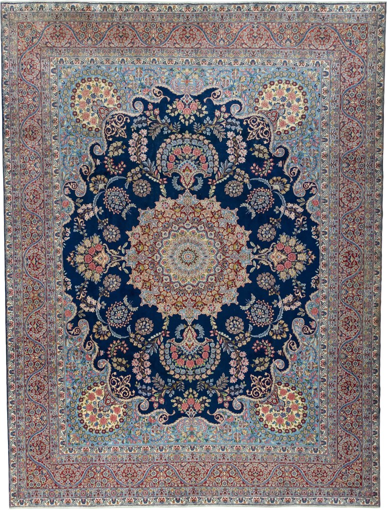 Kerman Tappeto 300x400 Blu (Iran) Annodato A Mano