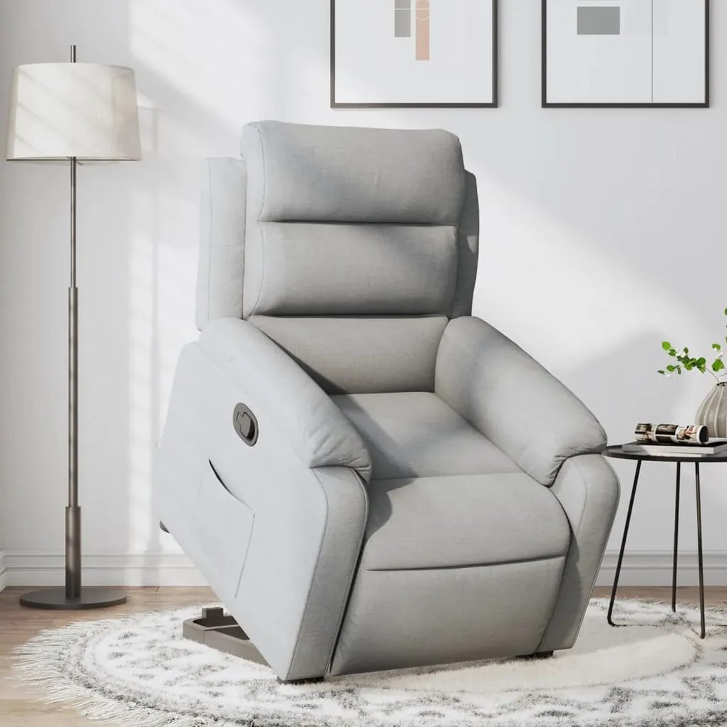 Poltrona Alzapersona Reclinabile Grigio Chiaro İn Tessuto /