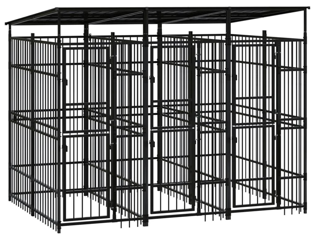 Gabbia Per Cani Da Esterno Con Tetto İn Acciaio 5,53 M² /