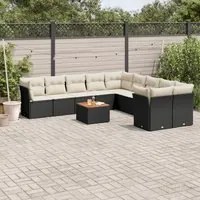 Set Divani da Giardino 11 pz con Cuscini in Polyrattan Nero 3223851