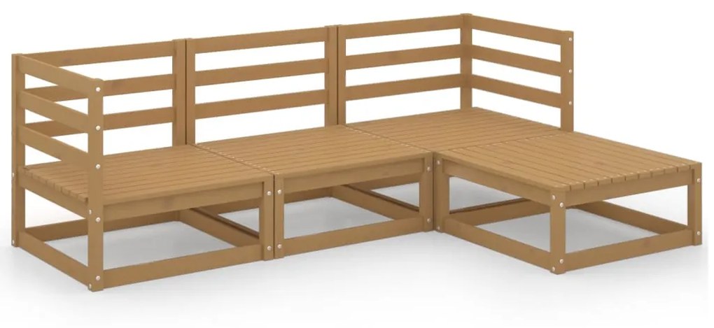 Set divani da giardino 4 pz miele in legno massello di pino