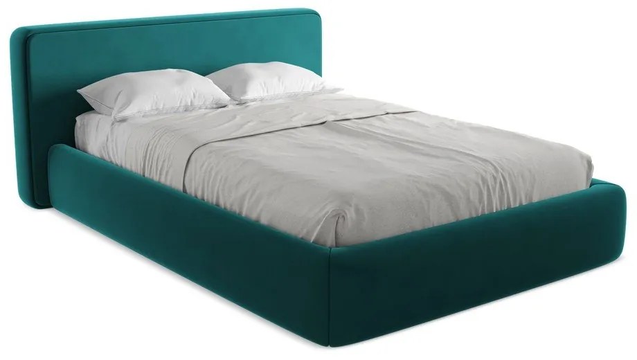 Letto matrimoniale imbottito turchese con vano contenitore con griglia 160x200 cm Kiana - Makamii