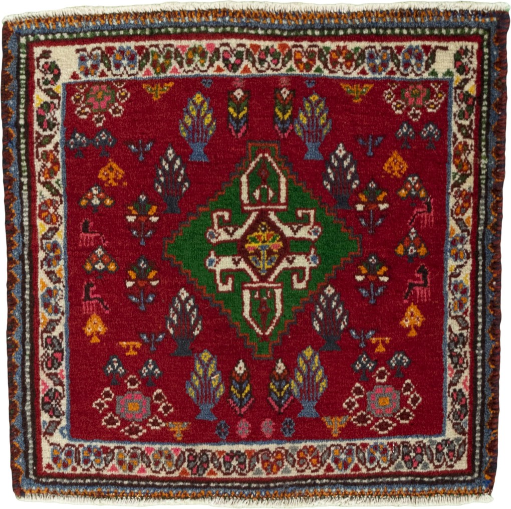 Shiraz Tappeto 60 x 60 Rosso (Iran) Annodato A Mano