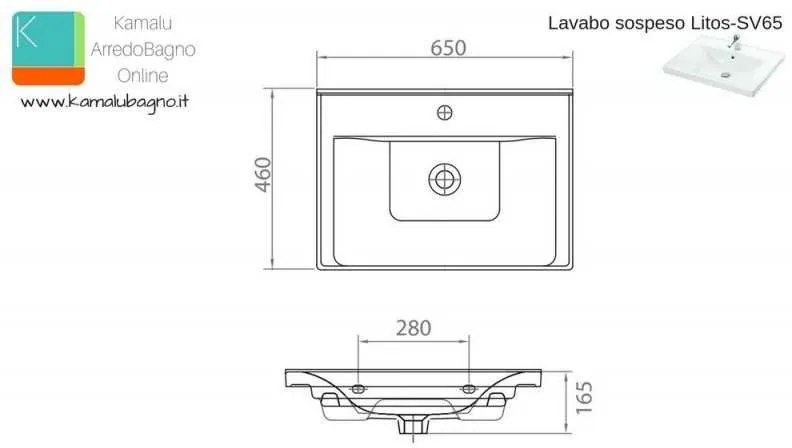 Kamalu - copy of lavabo sospeso 65 cm in ceramica litos-sv65